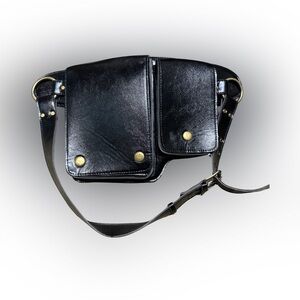 Black Leather Fanny Pack
